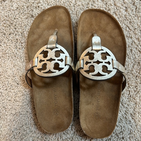 NIB Tory Burch Miller Cloud Metallic Sandals - Picture 2 of 6